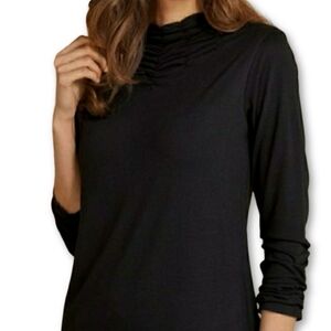 Soft Surroundings Mock Neck Rouched Longsleeve Tee
